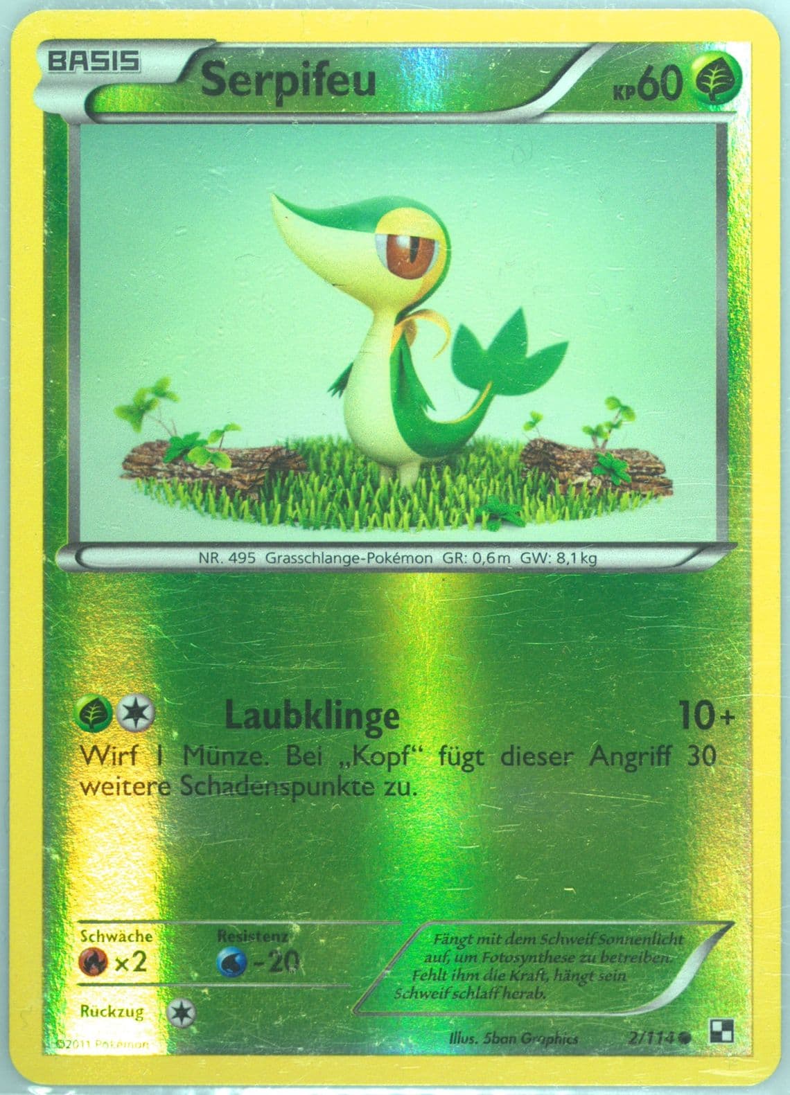 Serpifeu-Reverse Foil German (2) 2011 Pokemon Black & White