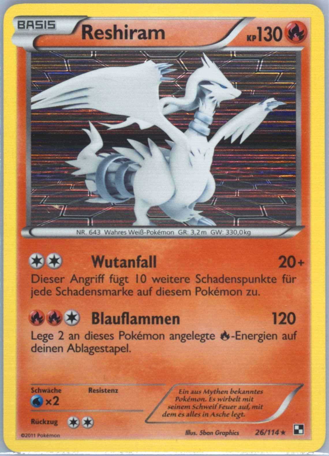 Reshiram-Holo German (26) 2011 Pokemon Black & White