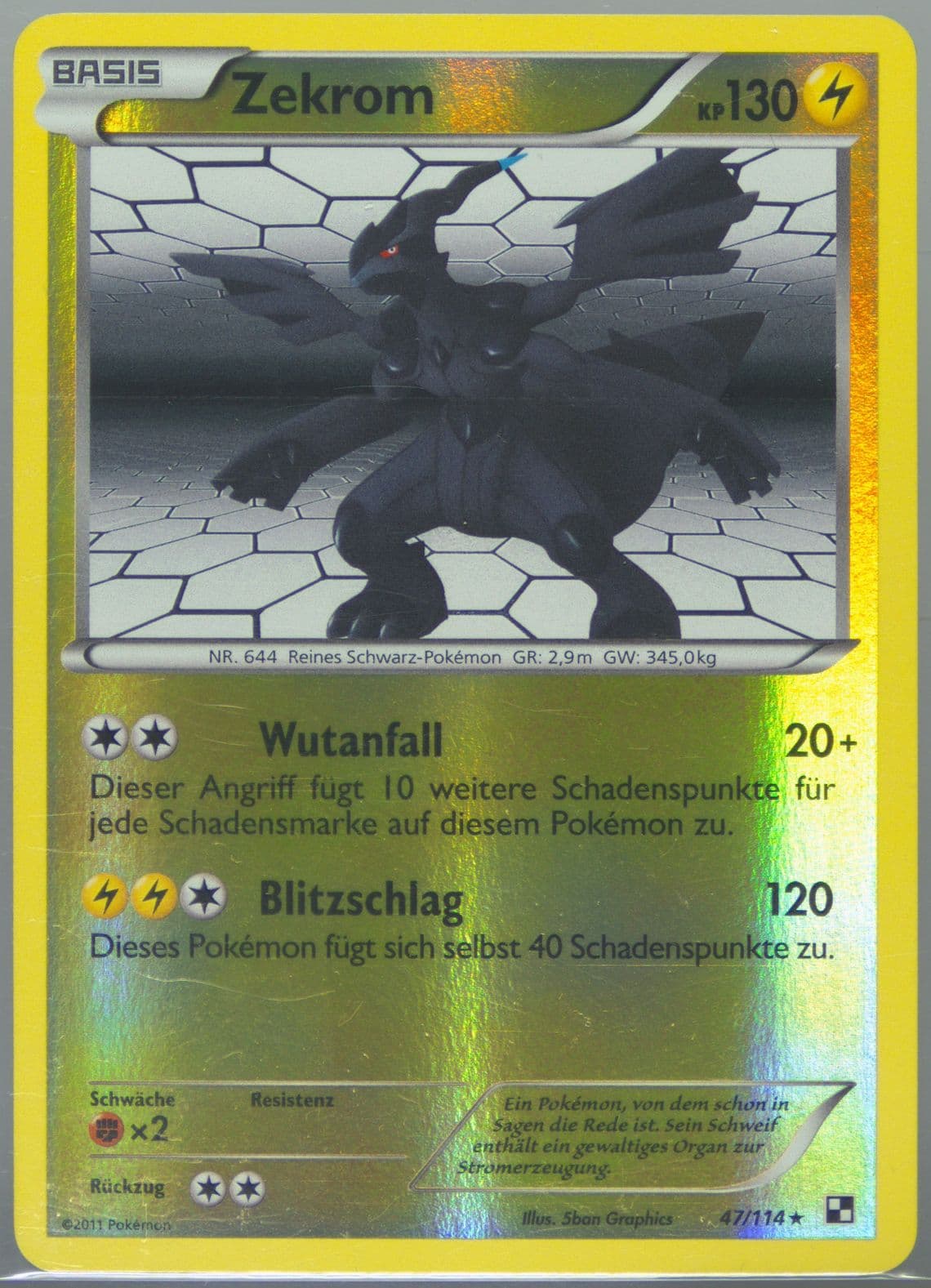 Zekrom-Reverse Foil German (47) 2011 Pokemon Black & White