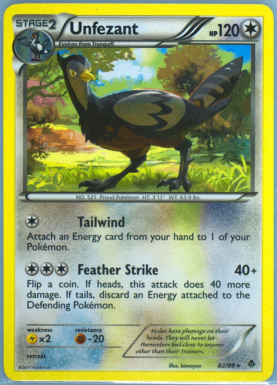 Unfezant (82) 2011 Pokemon Black & White Emerging Powers