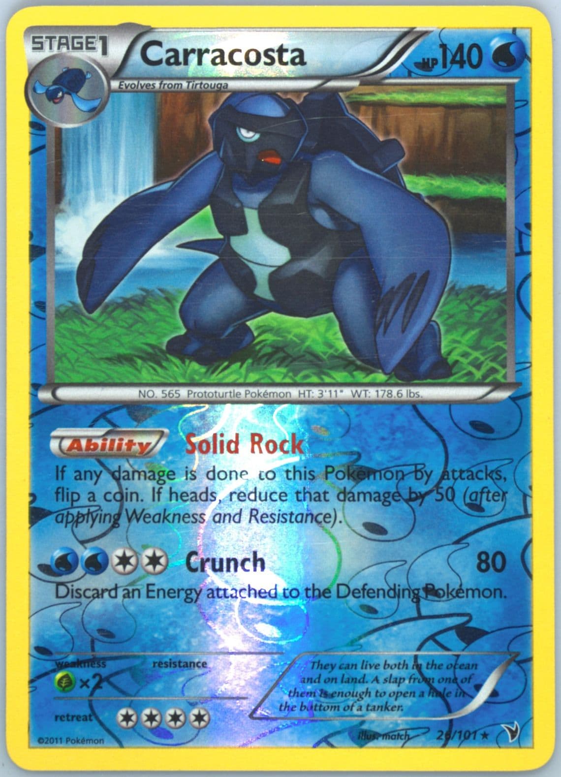 Carracosta-Reverse Foil (26) 2011 Pokemon Black & White Noble Victories