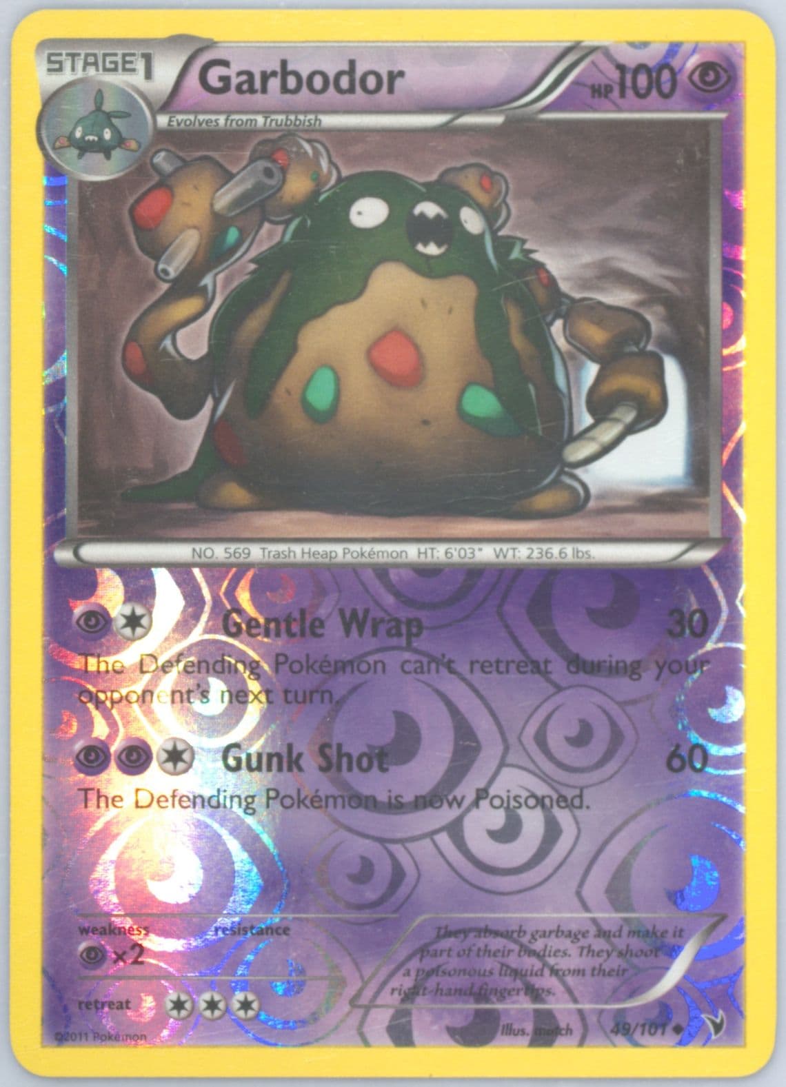 Garbodor-Reverse Foil (49) 2011 Pokemon Black & White Noble Victories