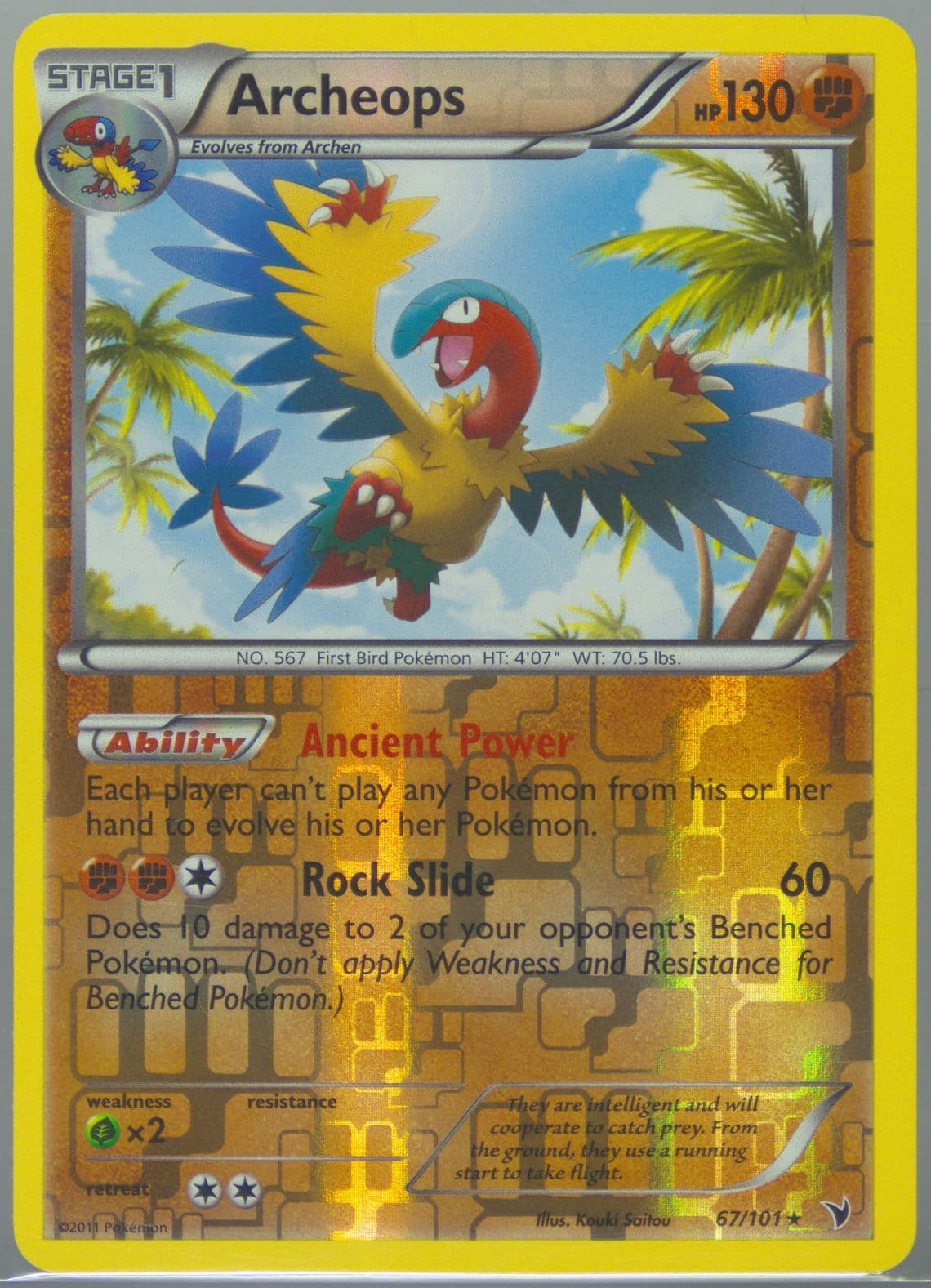 Archeops-Reverse Foil (67) 2011 Pokemon Black & White Noble Victories