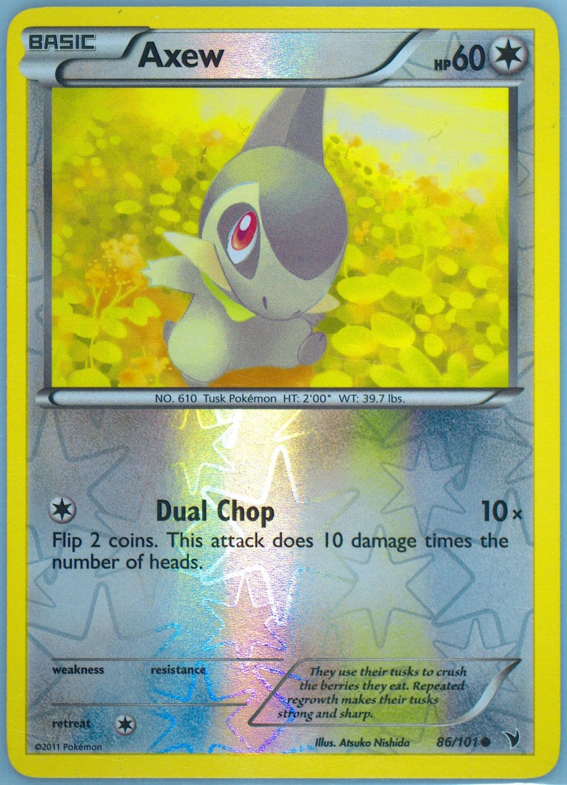 Axew-Reverse Foil (86) 2011 Pokemon Black & White Noble Victories