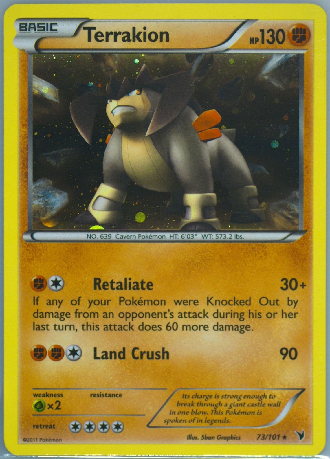 Terrakion-Holo Cosmos (73) 2011 Pokemon Black & White Noble Victories