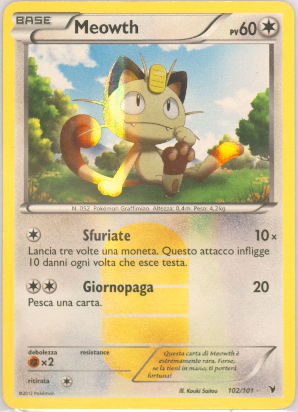 Meowth-Holo (102) 2012 Pokemon Italian Black & White Noble Victories