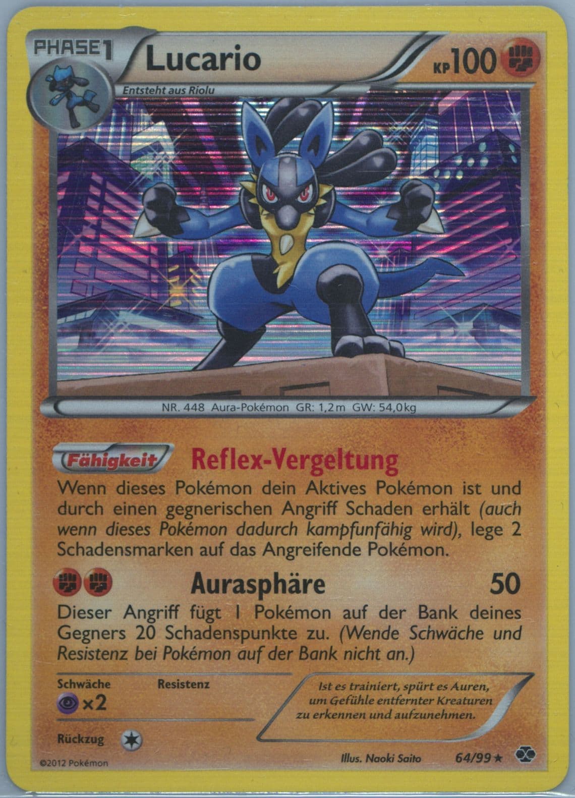 Lucario-Holo German (64) 2012 Pokemon Black & White Next Destinies