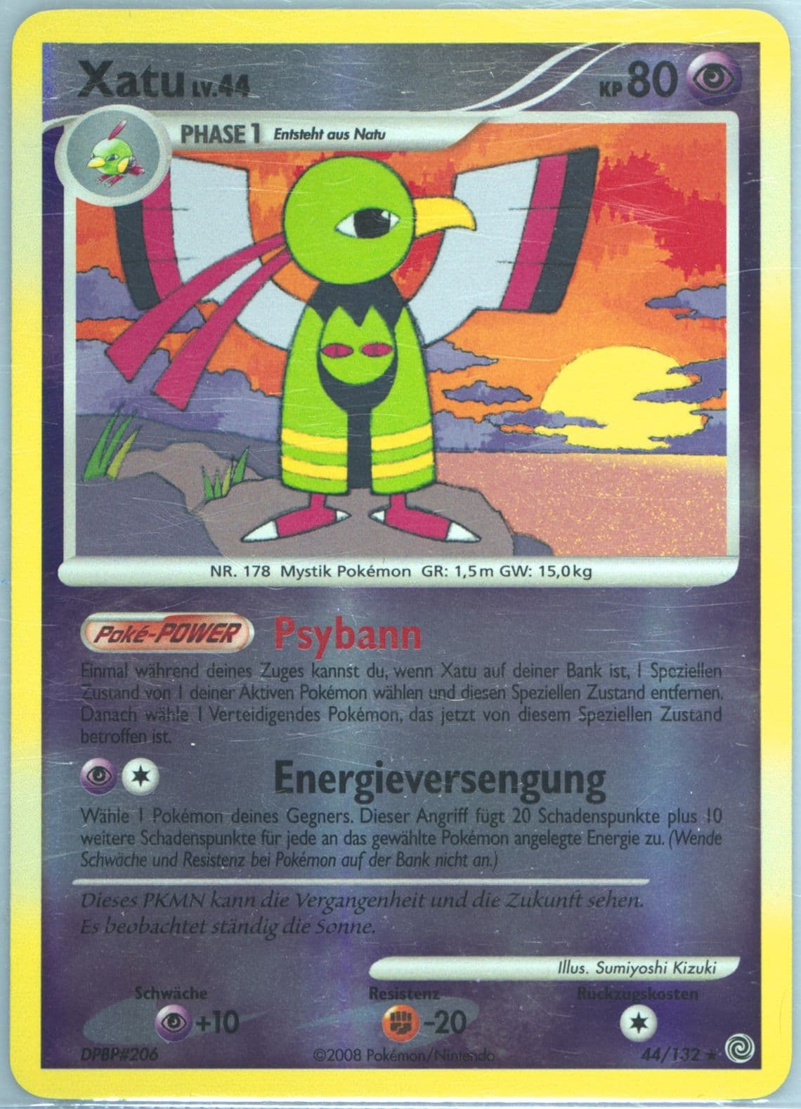 Xatu-Reverse Foil (44) 2008 Pokemon German Diamond & Pearl Secret Wonders