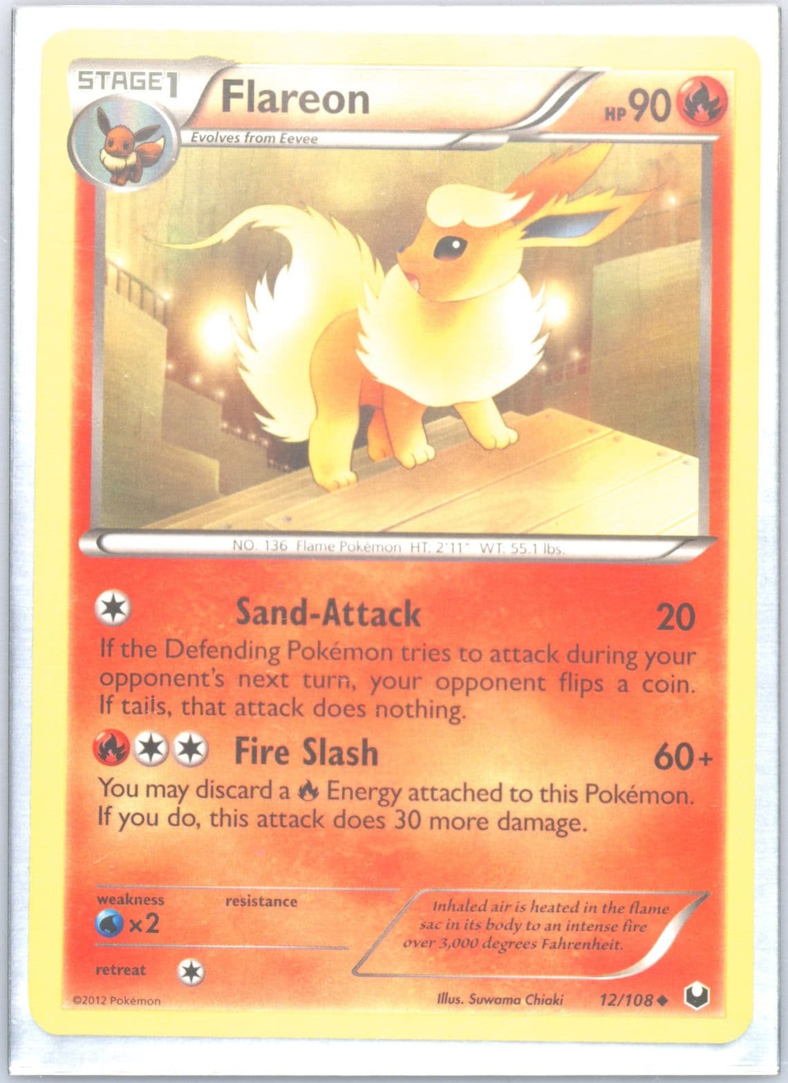 Flareon (12) 2012 Pokemon Black & White Dark Explorers
