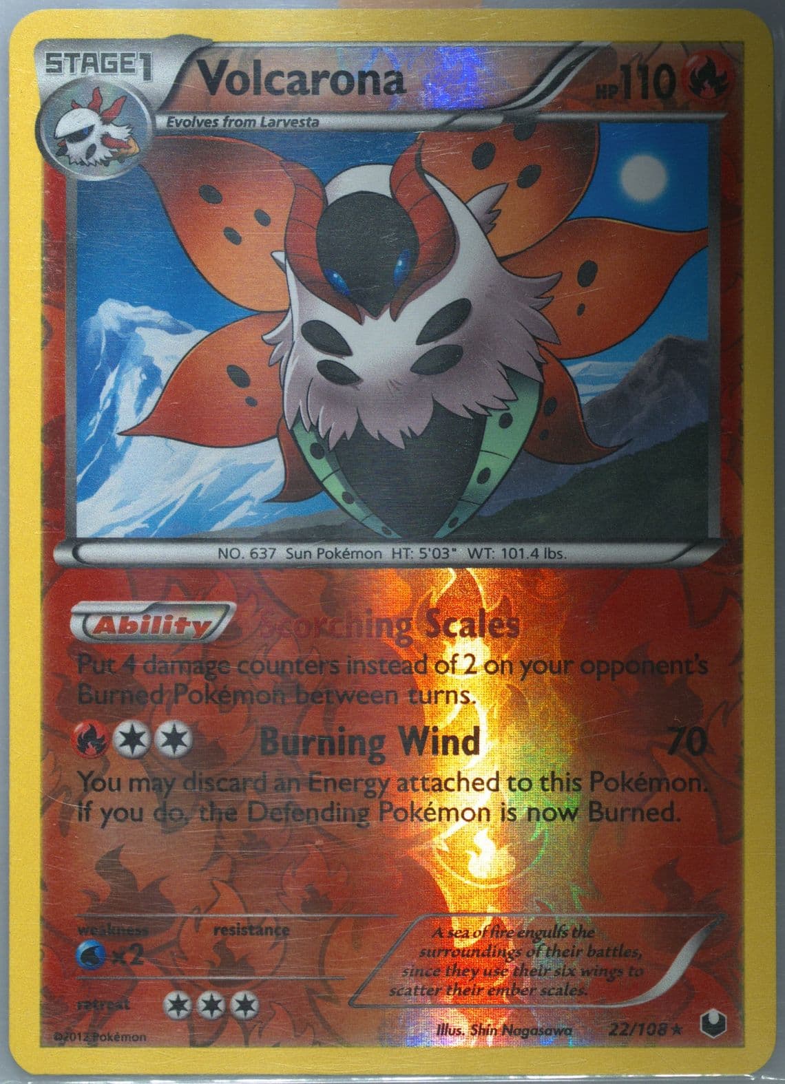Volcarona-Reverse Foil (22) 2012 Pokemon Black & White Dark Explorers