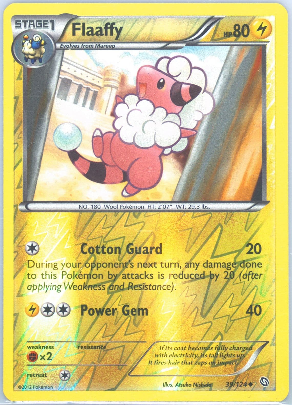 Flaaffy-Reverse Foil (39) 2012 Pokemon Black & White Dragons Exalted