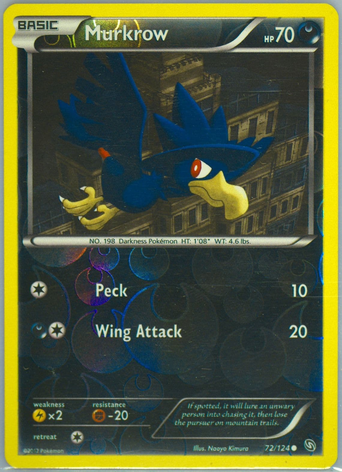 Murkrow-Reverse Foil (72) 2012 Pokemon Black & White Dragons Exalted