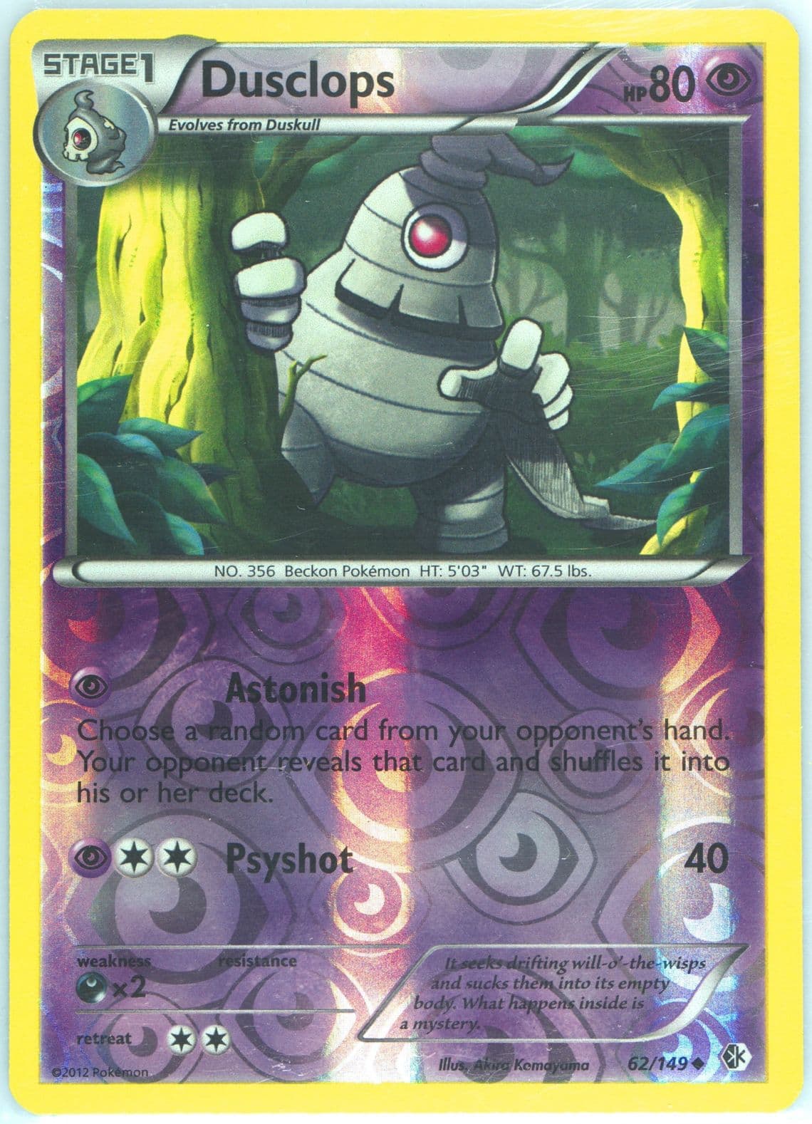 Dusclops-Reverse Foil (62) 2012 Pokemon Black & White Boundaries Crossed