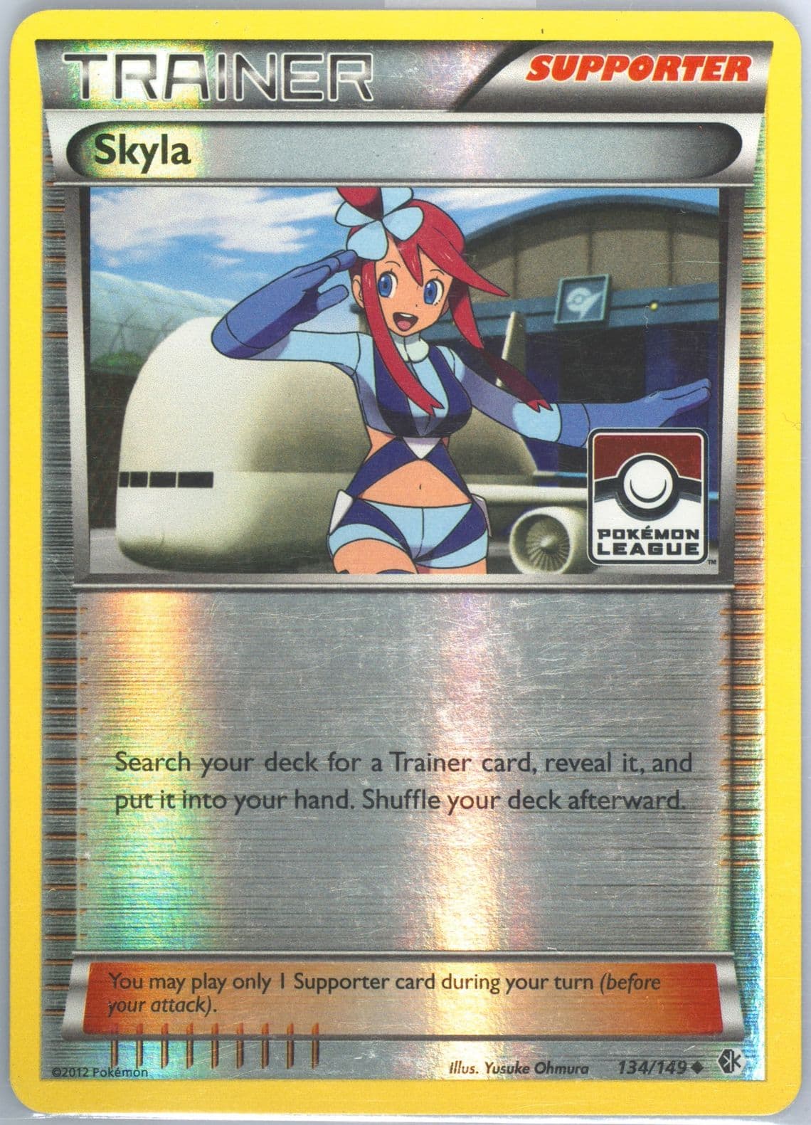 Skyla-Reverse Foil Pokemon League Chespin (134) 2012 Pokemon Black & White Boundaries Crossed