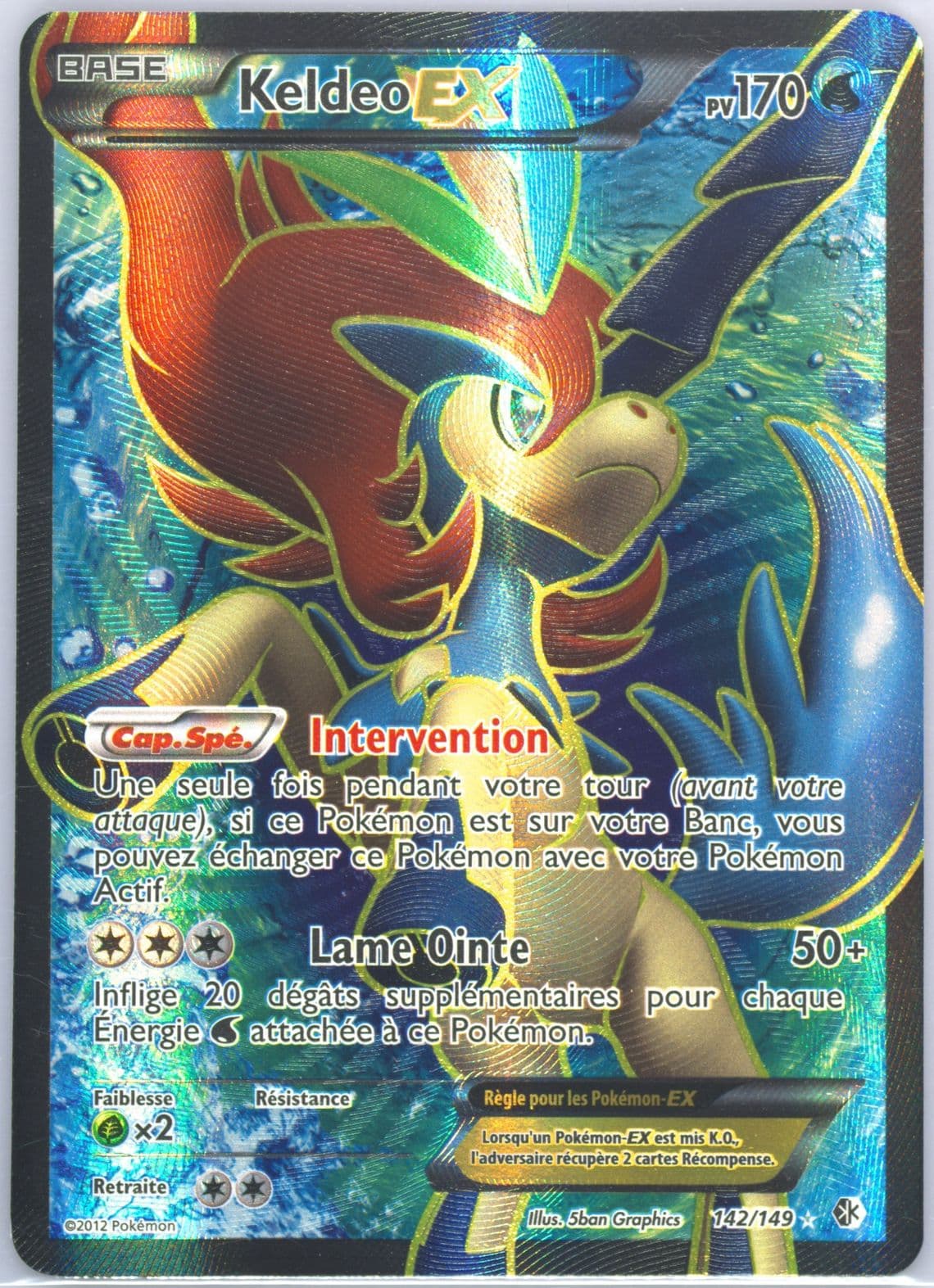 Full Art/Keldeo EX (142) 2013 Pokemon French Black & White Boundaries Crossed