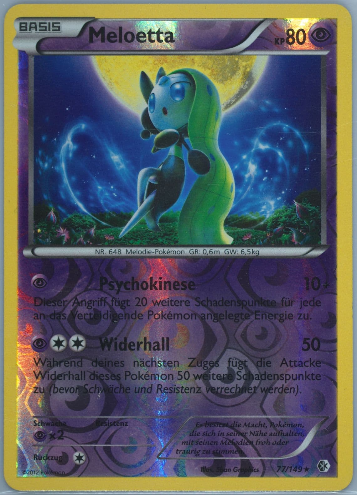 Meloetta-Reverse Foil (77) 2013 Pokemon German Black & White Boundaries Crossed