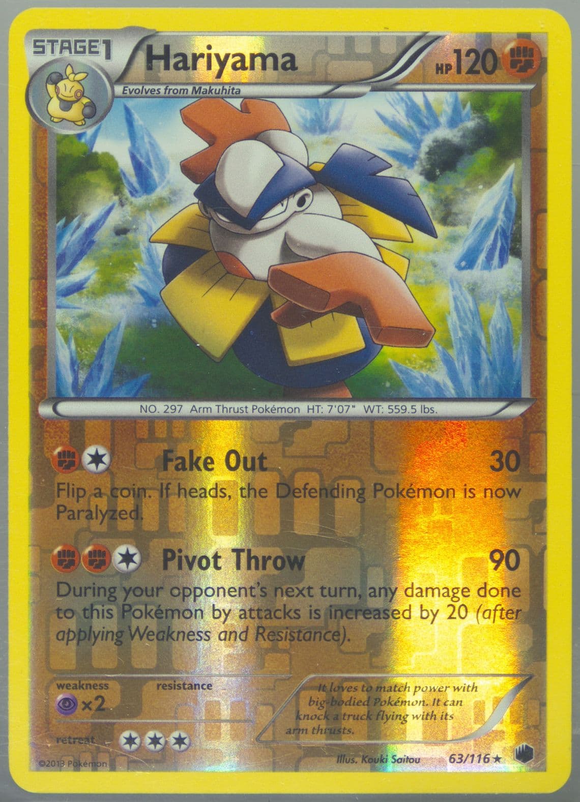 Hariyama-Reverse Foil (63) 2013 Pokemon Black & White Plasma Freeze