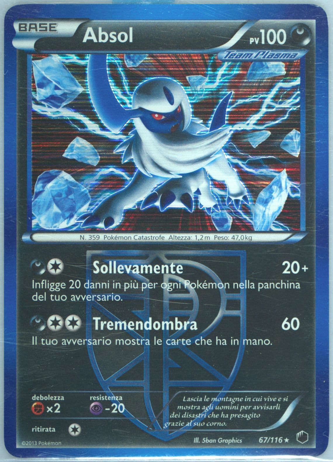 Absol-Holo Italian (67) 2013 Pokemon Black & White Plasma Freeze