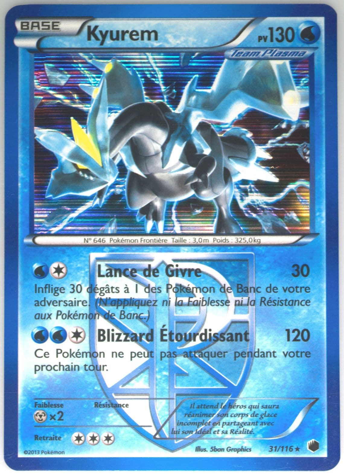 Kyurem-Holo French (31) 2013 Pokemon Black & White Plasma Freeze