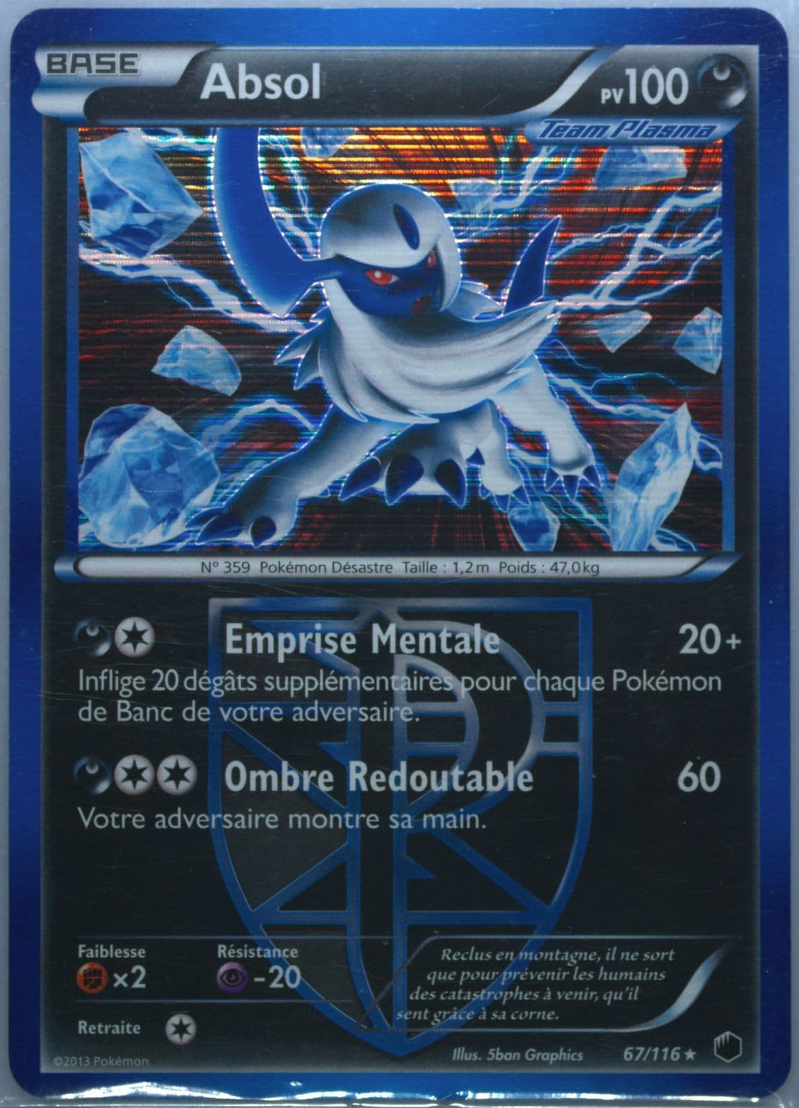 Absol-Holo French (67) 2013 Pokemon Black & White Plasma Freeze