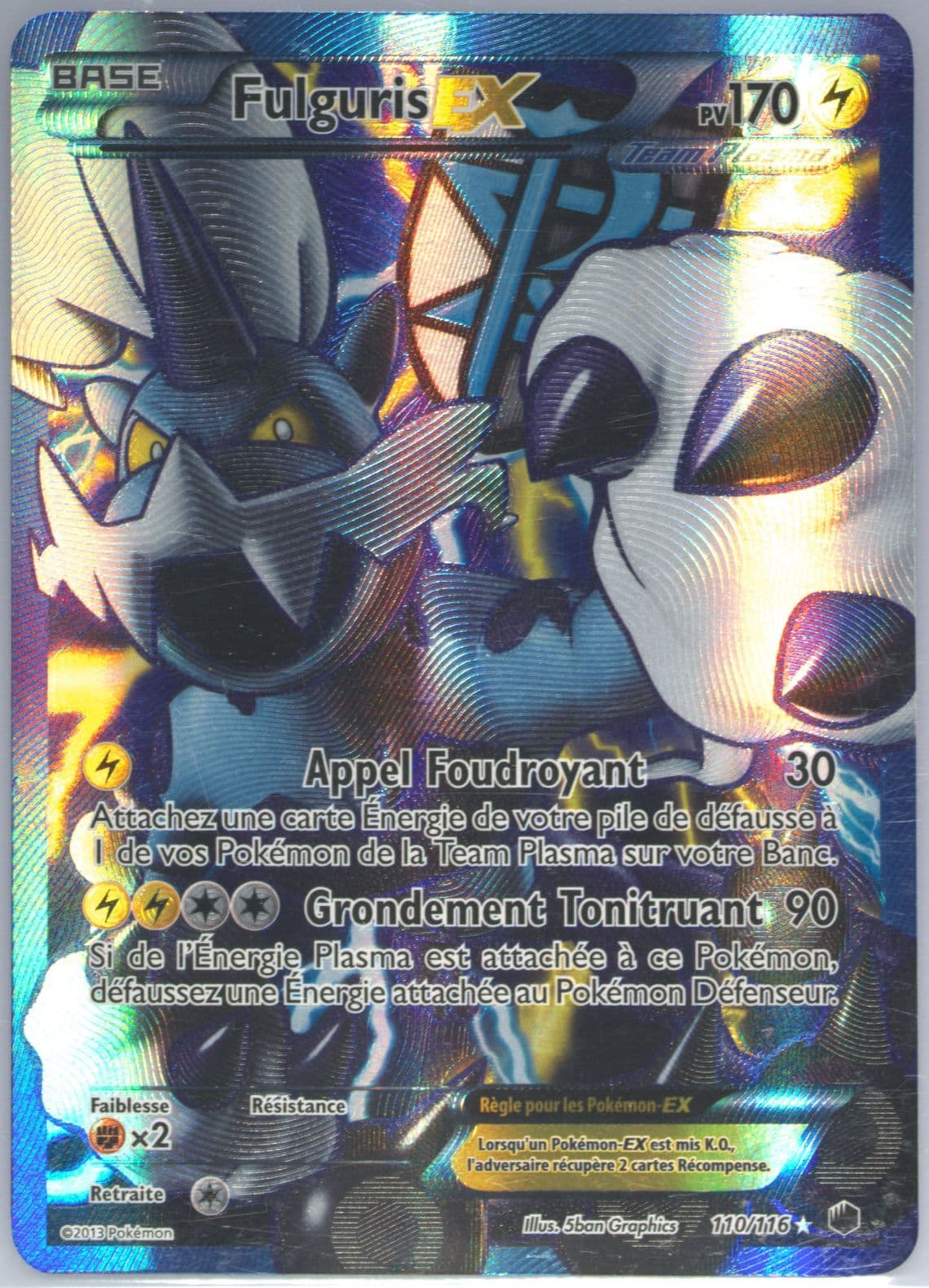 Full Art/Fulguris EX French (110) 2013 Pokemon Black & White Plasma Freeze