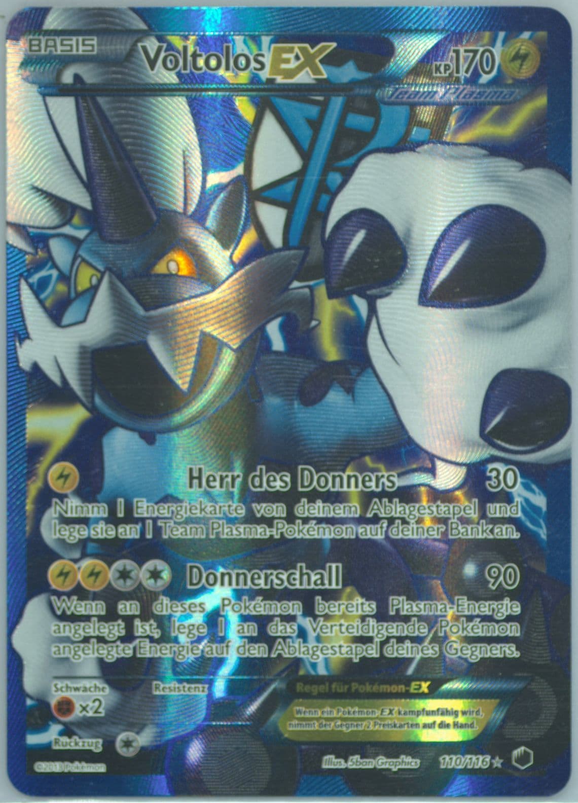 Full Art/Voltolos EX German (110) 2013 Pokemon Black & White Plasma Freeze