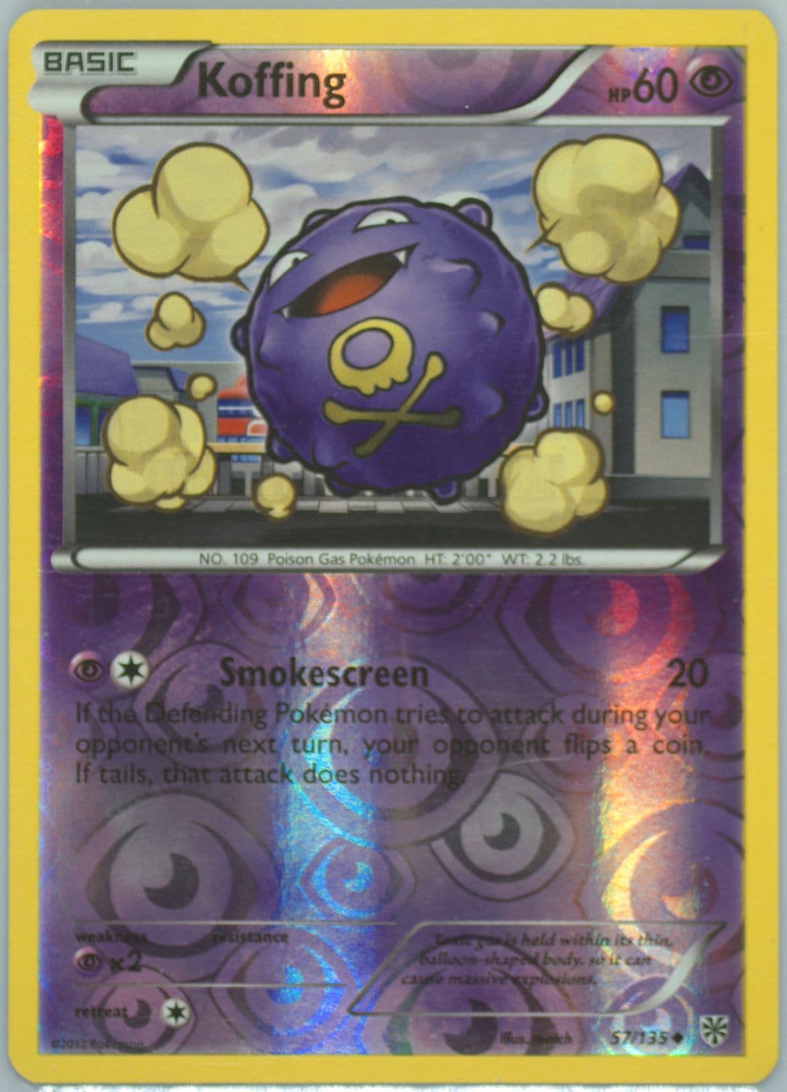 Koffing-Reverse Foil (57) 2013 Pokemon Black & White Plasma Storm