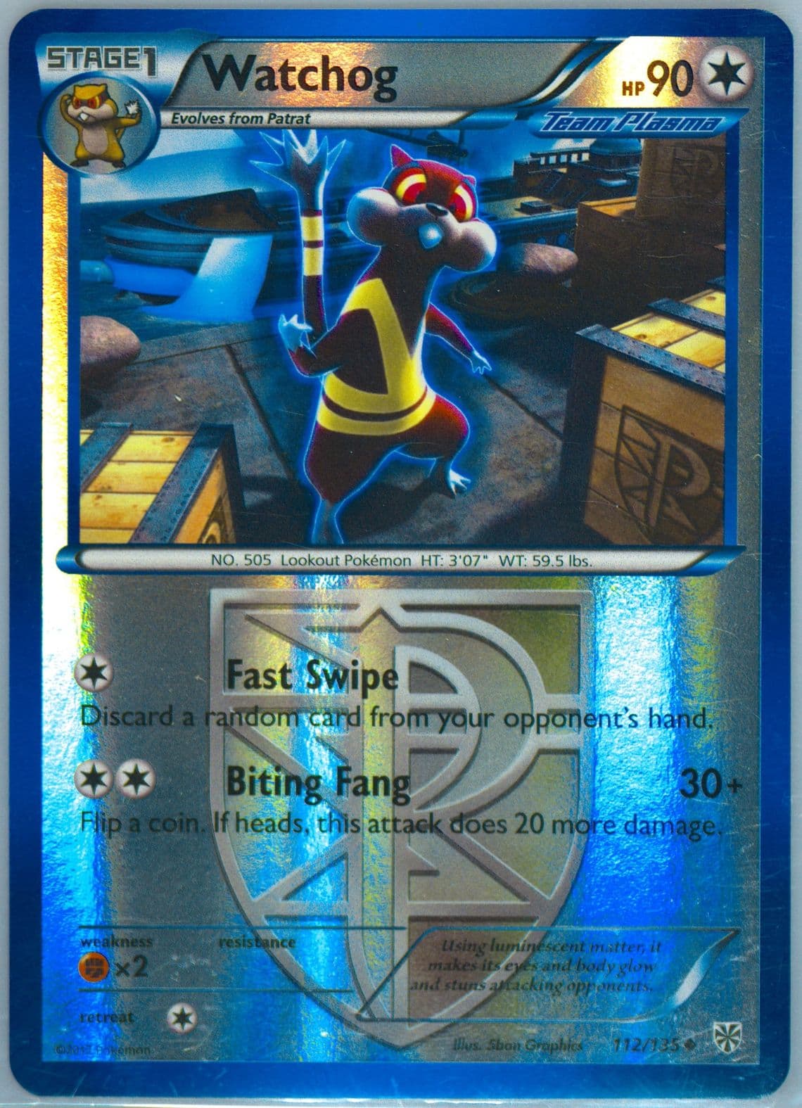 Watchog-Reverse Foil (112) 2013 Pokemon Black & White Plasma Storm