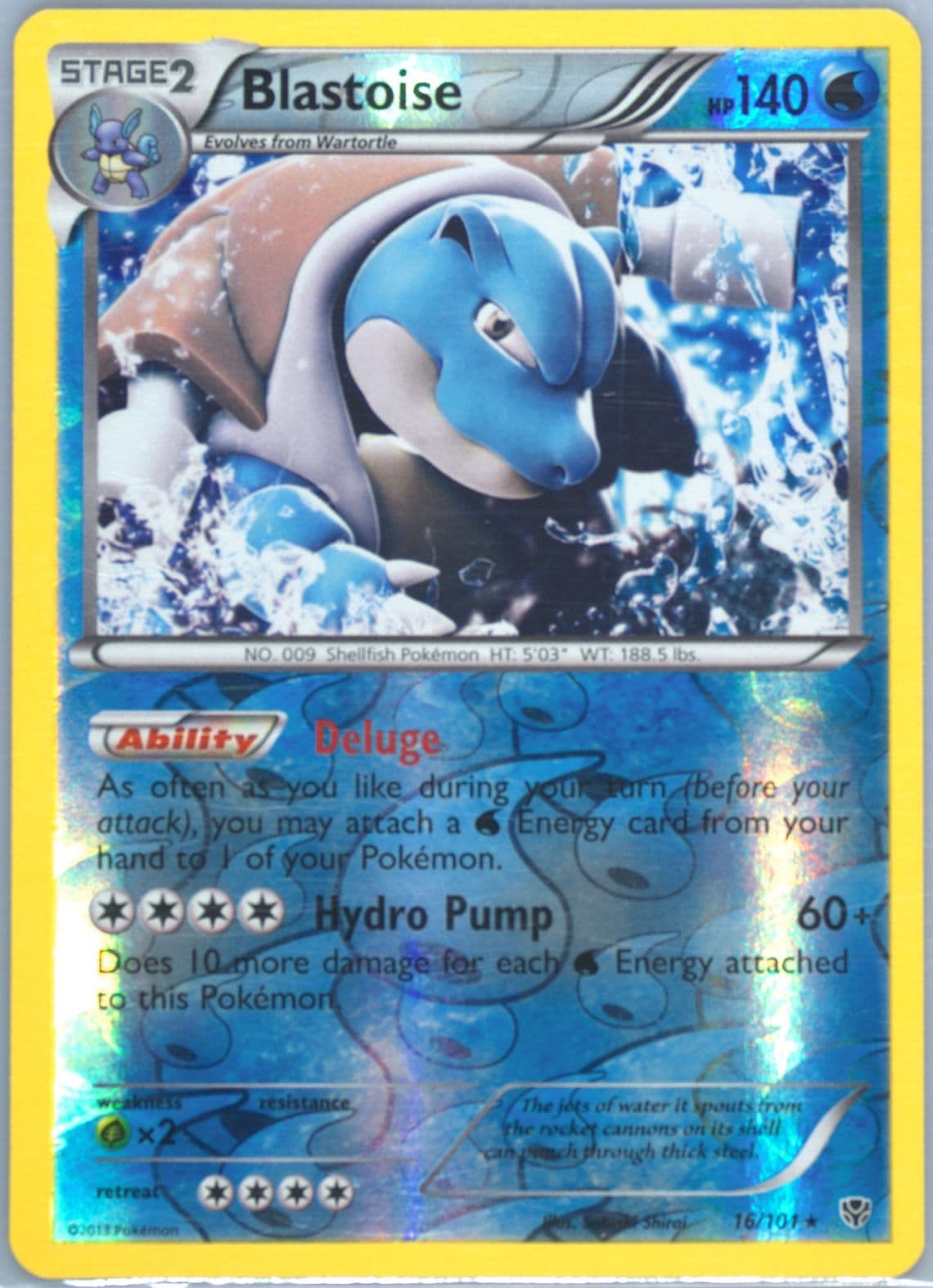 Blastoise-Reverse Foil (16) 2013 Pokemon Black & White Plasma Blast