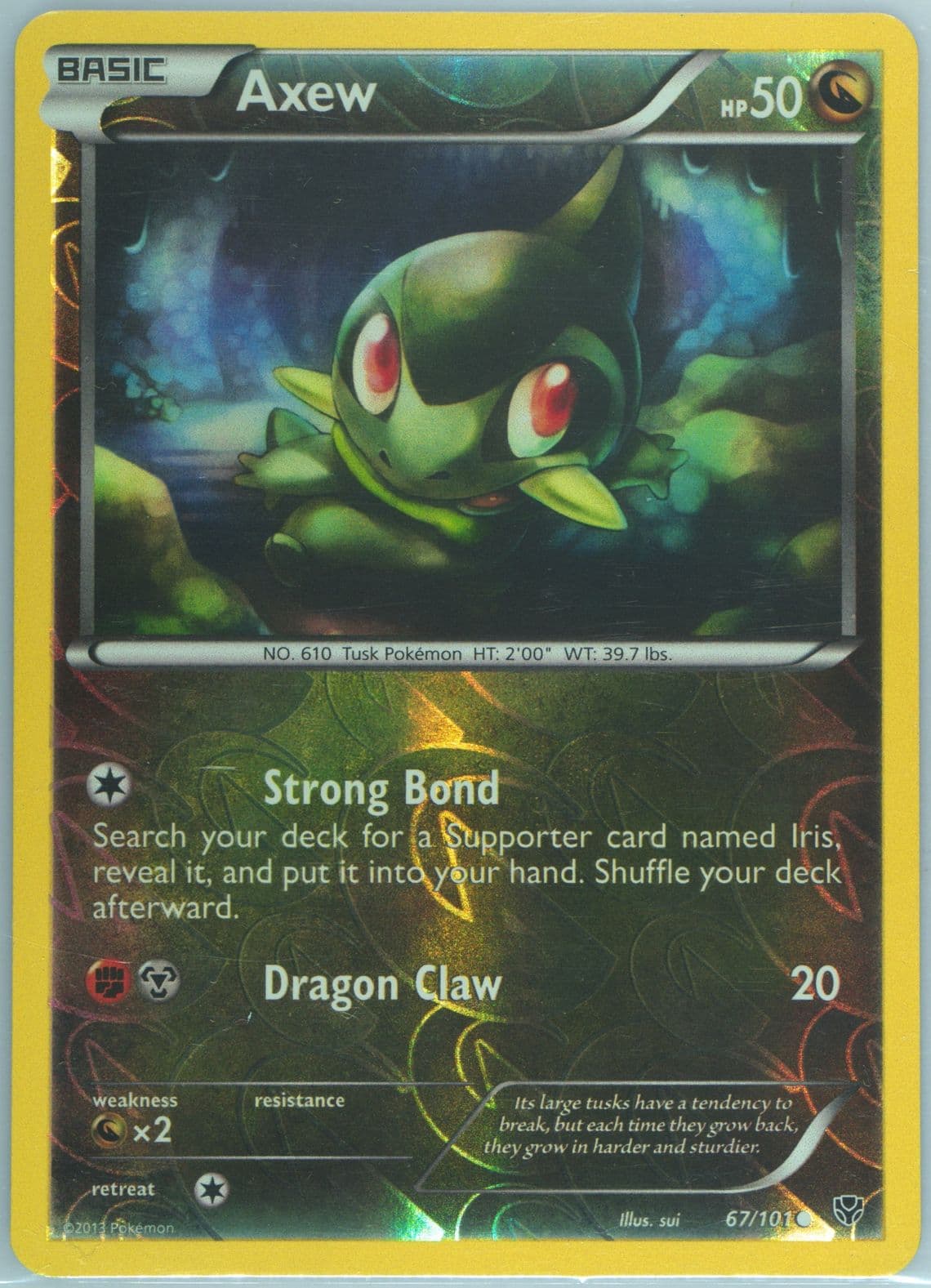 Axew-Reverse Foil (67) 2013 Pokemon Black & White Plasma Blast