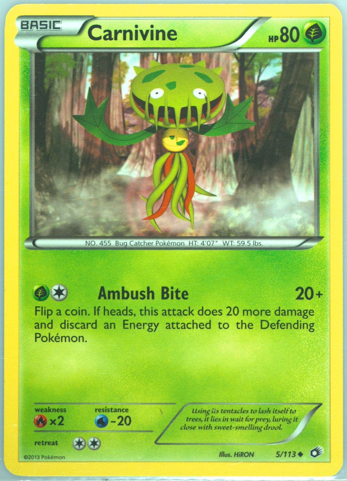 Carnivine (5) 2013 Pokemon Black & White Legendary Treasures