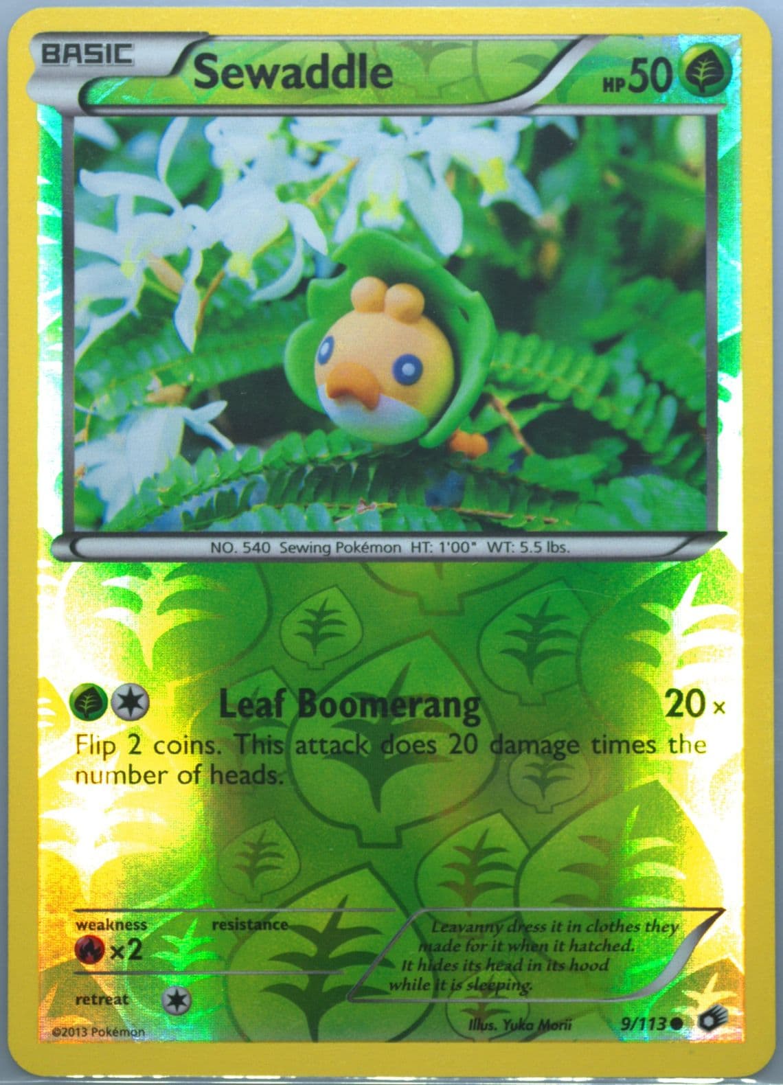 Sewaddle-Reverse Foil (9) 2013 Pokemon Black & White Legendary Treasures