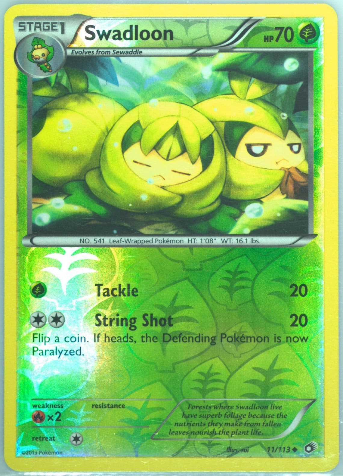 Swadloon-Reverse Foil (11) 2013 Pokemon Black & White Legendary Treasures