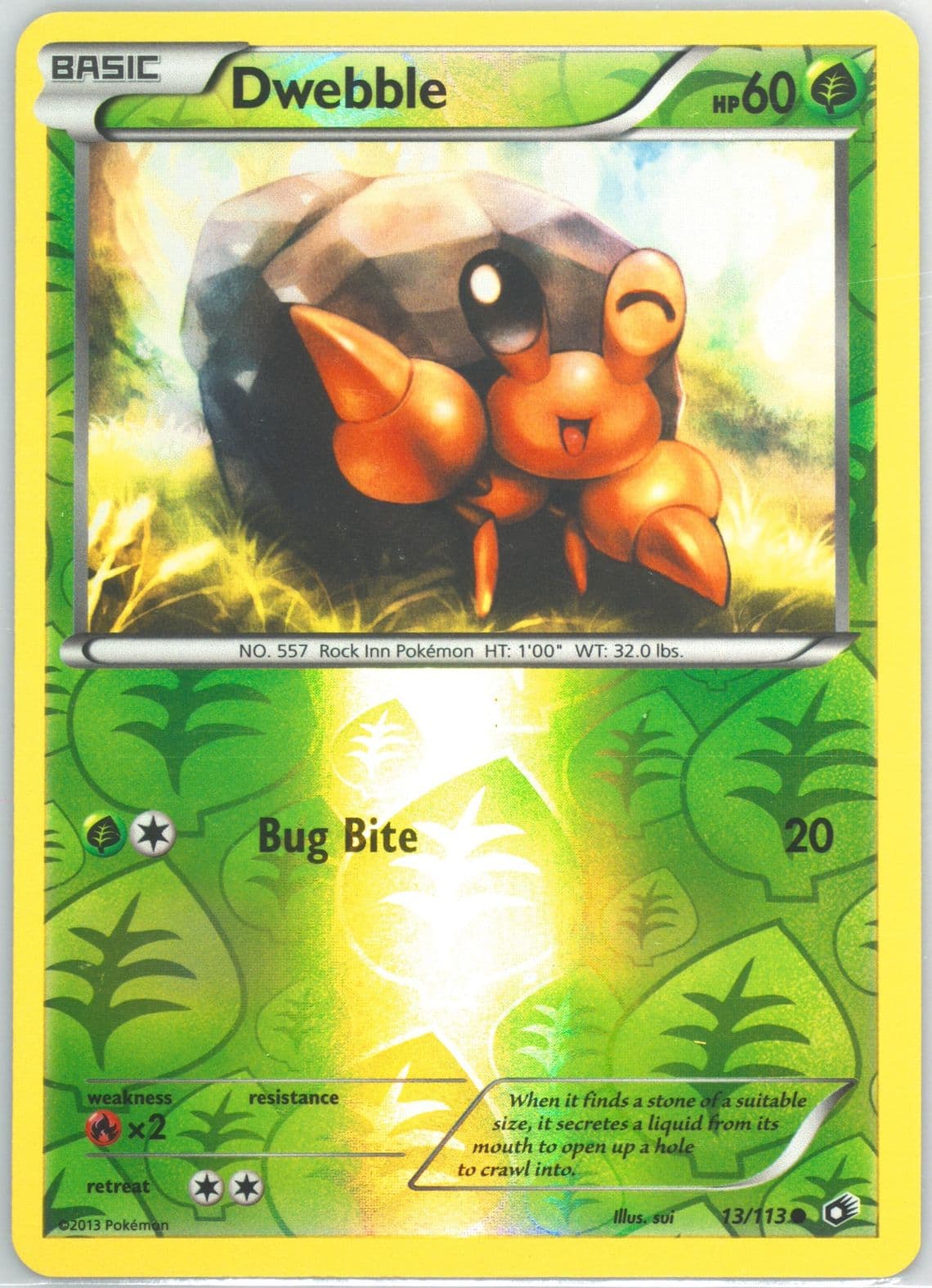 Dwebble-Reverse Foil (13) 2013 Pokemon Black & White Legendary Treasures