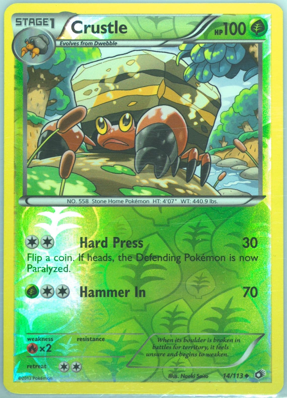 Crustle-Reverse Foil (14) 2013 Pokemon Black & White Legendary Treasures