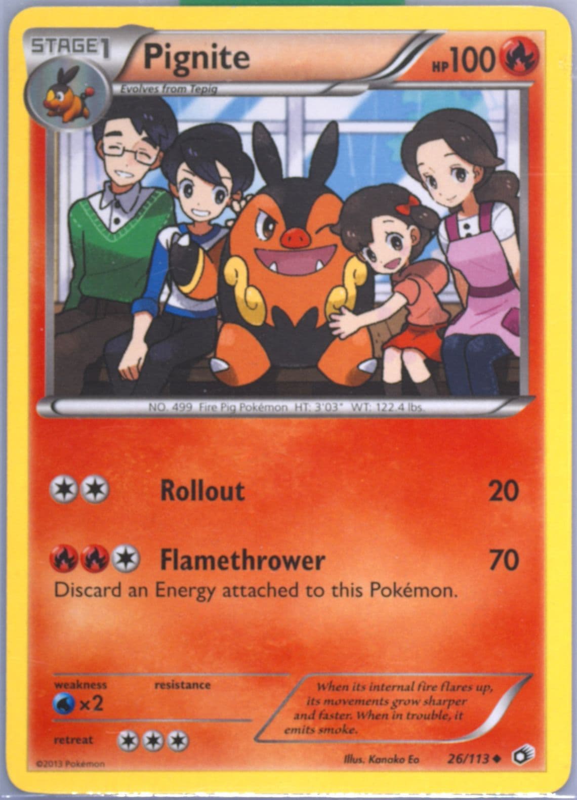 Pignite (26) 2013 Pokemon Black & White Legendary Treasures