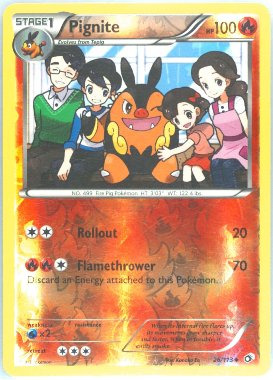 Pignite-Reverse Foil (26) 2013 Pokemon Black & White Legendary Treasures