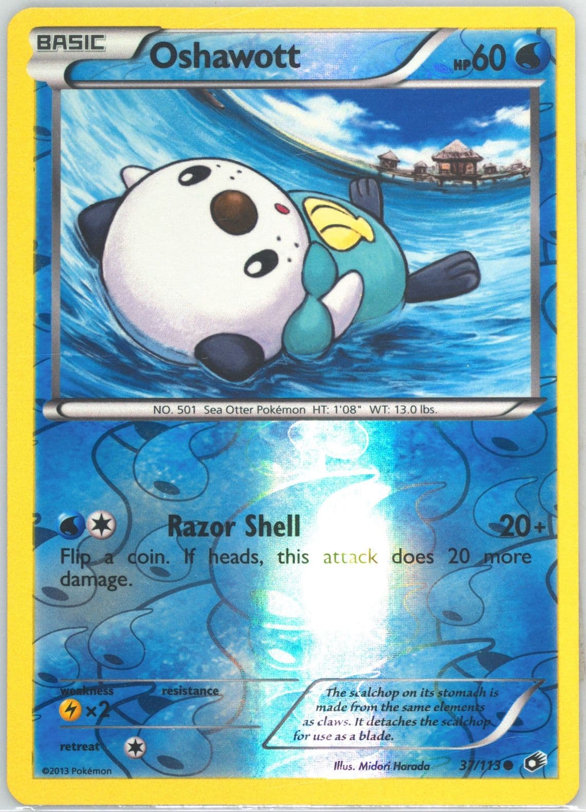 Oshawott-Reverse Foil (37) 2013 Pokemon Black & White Legendary Treasures