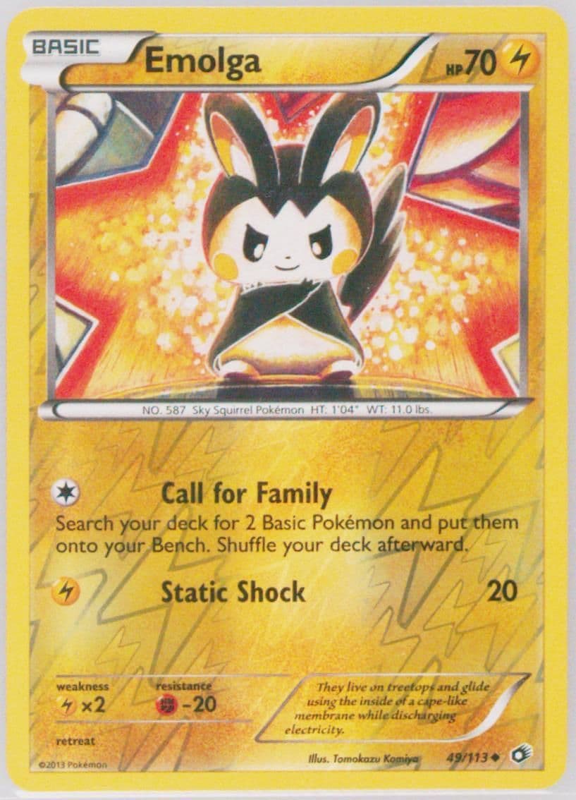 Emolga-Reverse Foil (49) 2013 Pokemon Black & White Legendary Treasures