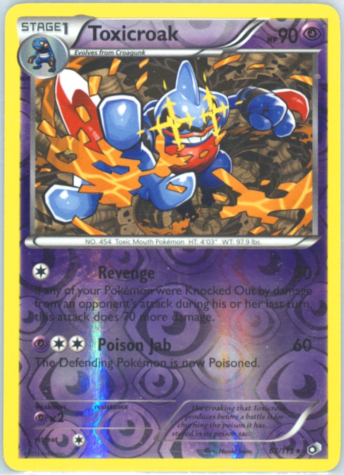 Toxicroak-Reverse Foil (63) 2013 Pokemon Black & White Legendary Treasures