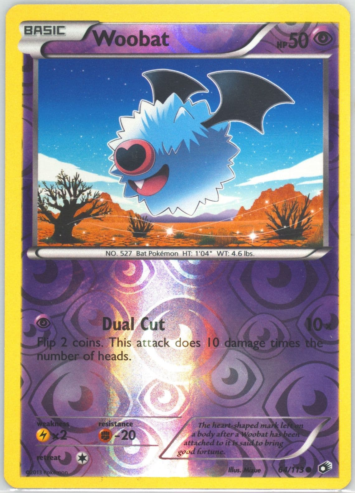 Woobat-Reverse Foil (64) 2013 Pokemon Black & White Legendary Treasures