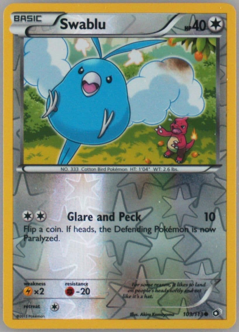 Swablu-Reverse Foil (103) 2013 Pokemon Black & White Legendary Treasures