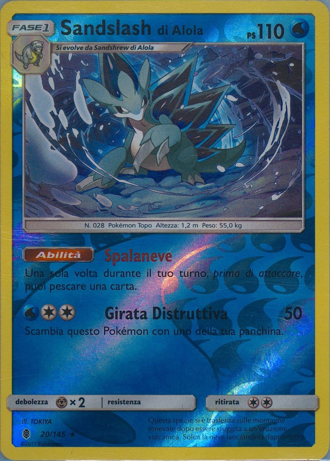 Sandslash DI Alola-Reverse Foil Italian (20) 2017 Pokemon Sun & Moon Guardians Rising