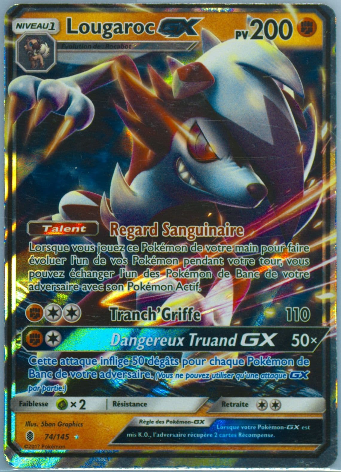 Lougaroc GX French (74) 2017 Pokemon Sun & Moon Guardians Rising