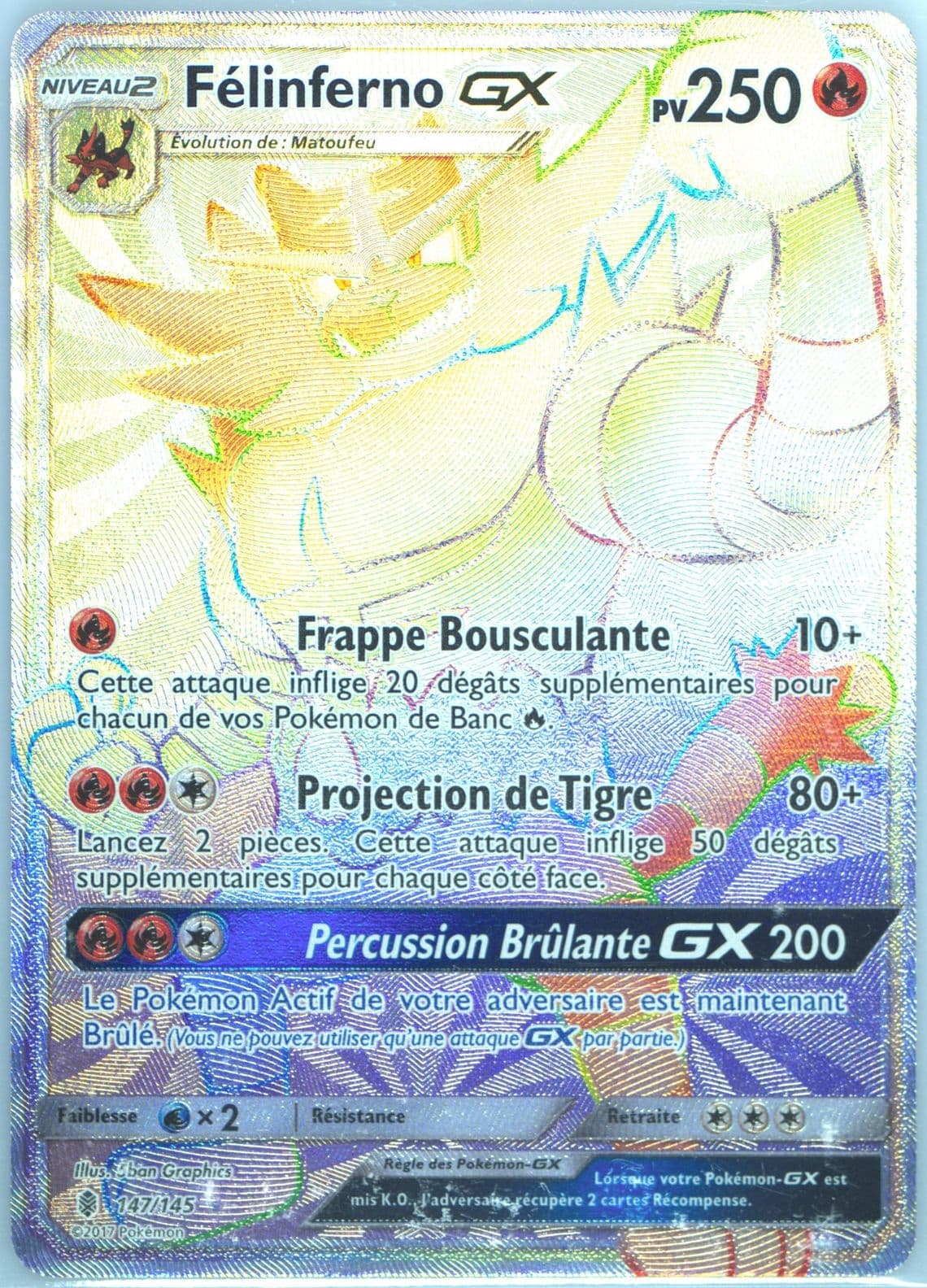 Full Art/Felinferno GX French-Secret (147) 2017 Pokemon Sun & Moon Guardians Rising