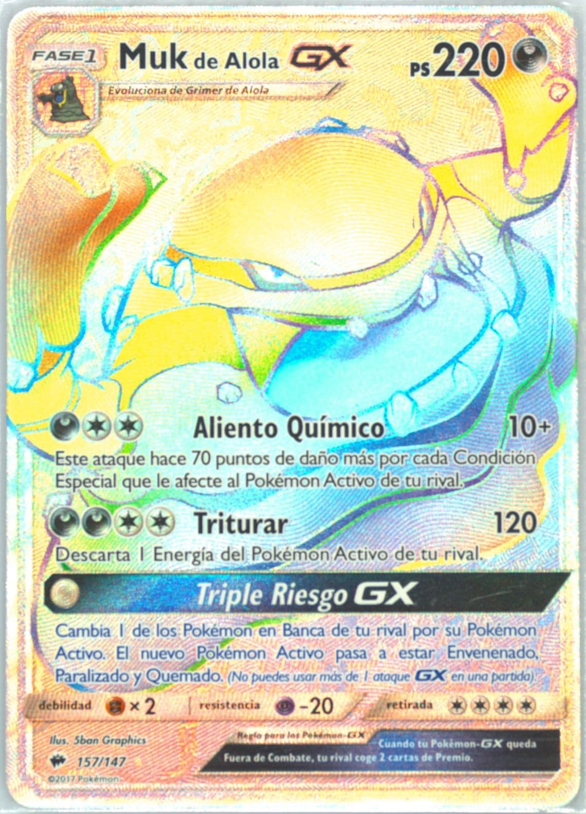 Full Art/Muk de Alola GX Spanish-Secret (157) 2017 Pokemon Sun & Moon Burning Shadows