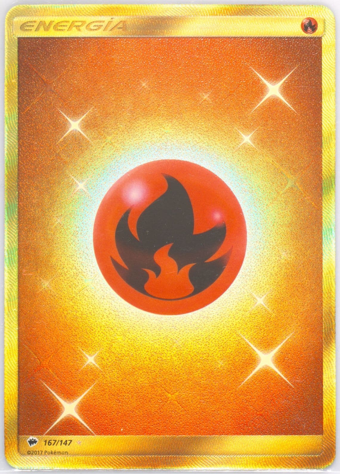 Energia Fuego Spanish-Secret (167) 2017 Pokemon Sun & Moon Burning Shadows