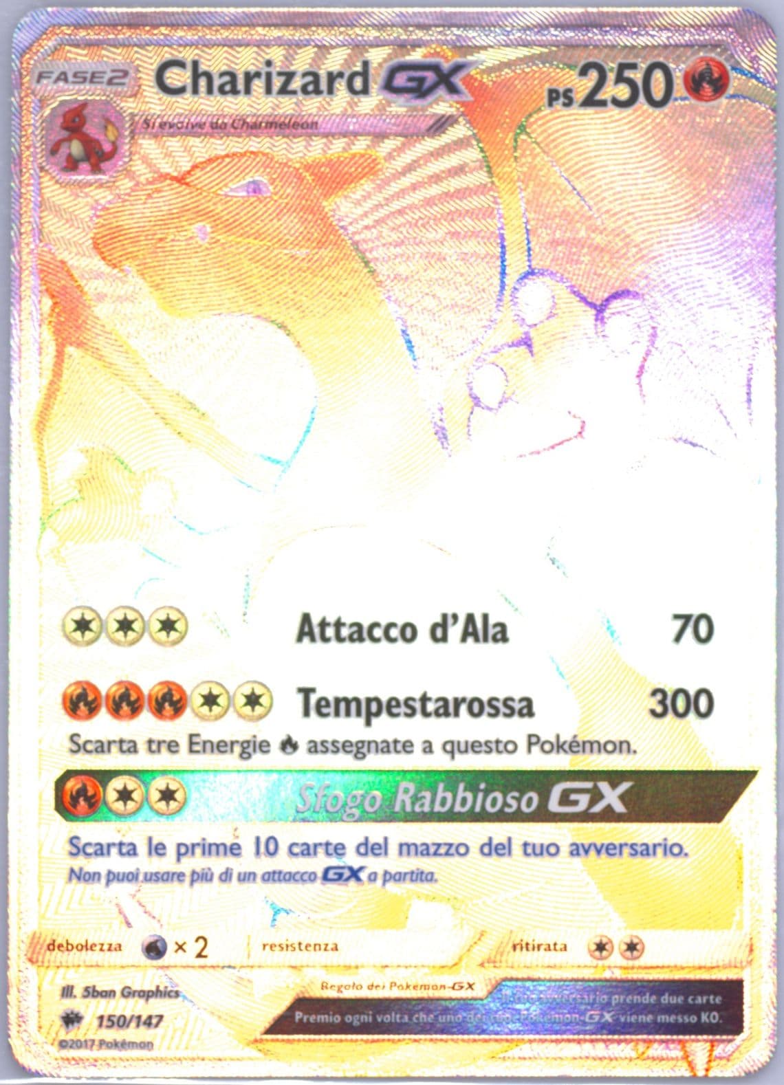 Full Art/Charizard GX Italian-Secret (150) 2017 Pokemon Sun & Moon Burning Shadows