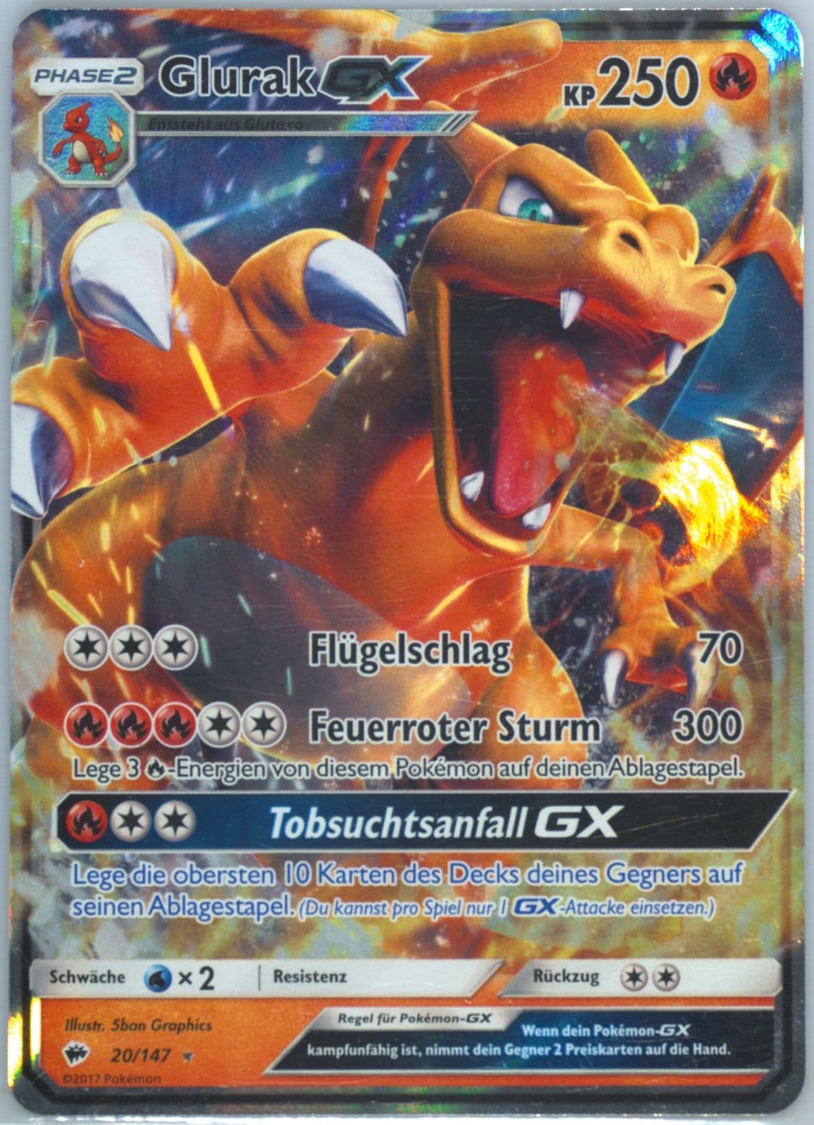 Glurak GX German (20) 2017 Pokemon Sun & Moon Burning Shadows