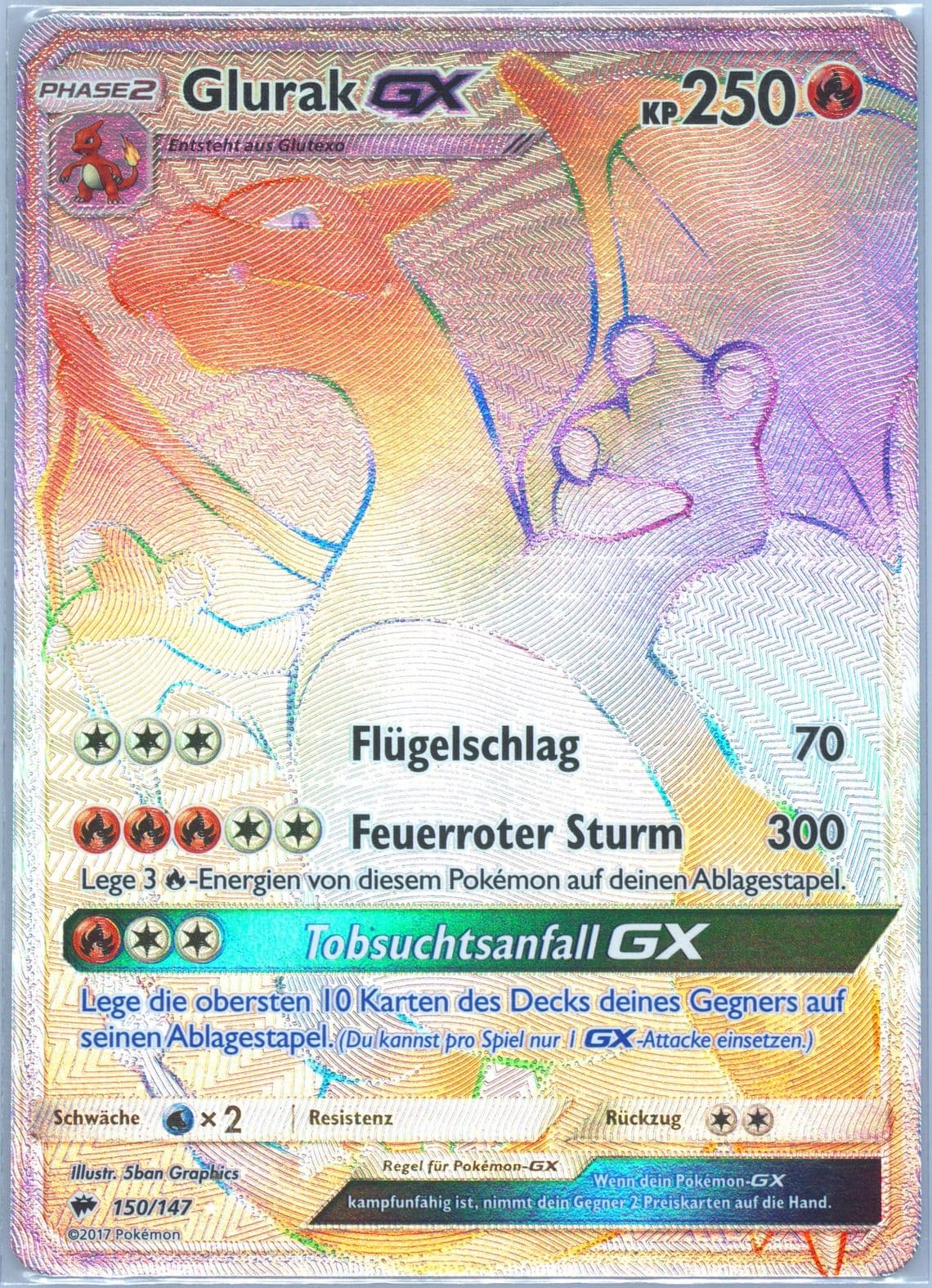 Full Art/Glurak GX German-Secret (150) 2017 Pokemon Sun & Moon Burning Shadows